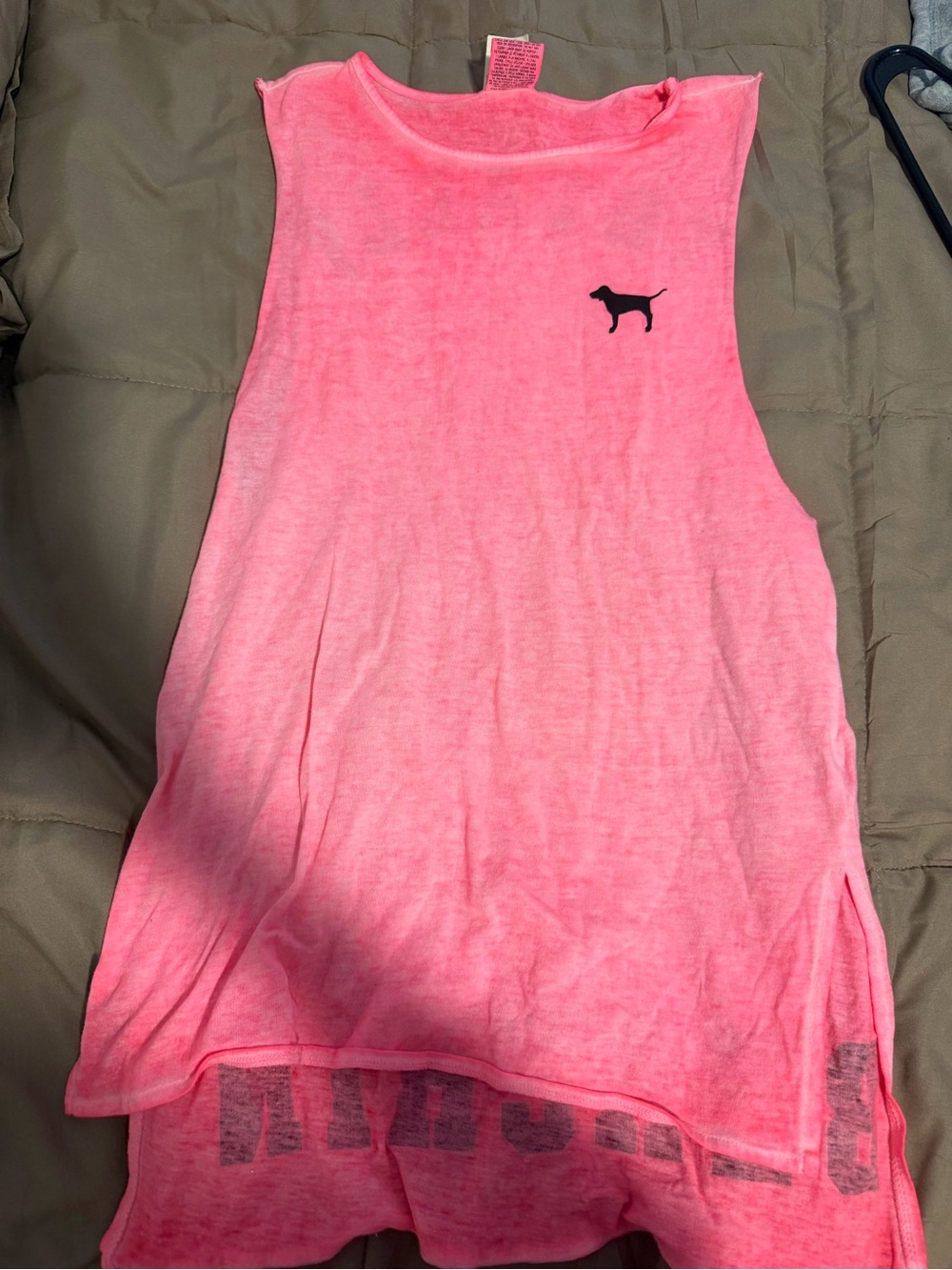 PINK Victoria's Secret Neon Coral Muscle Tank with Dog Logo
